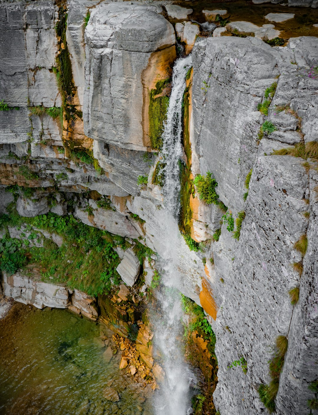 Terraced lake formation created by travertine deposits