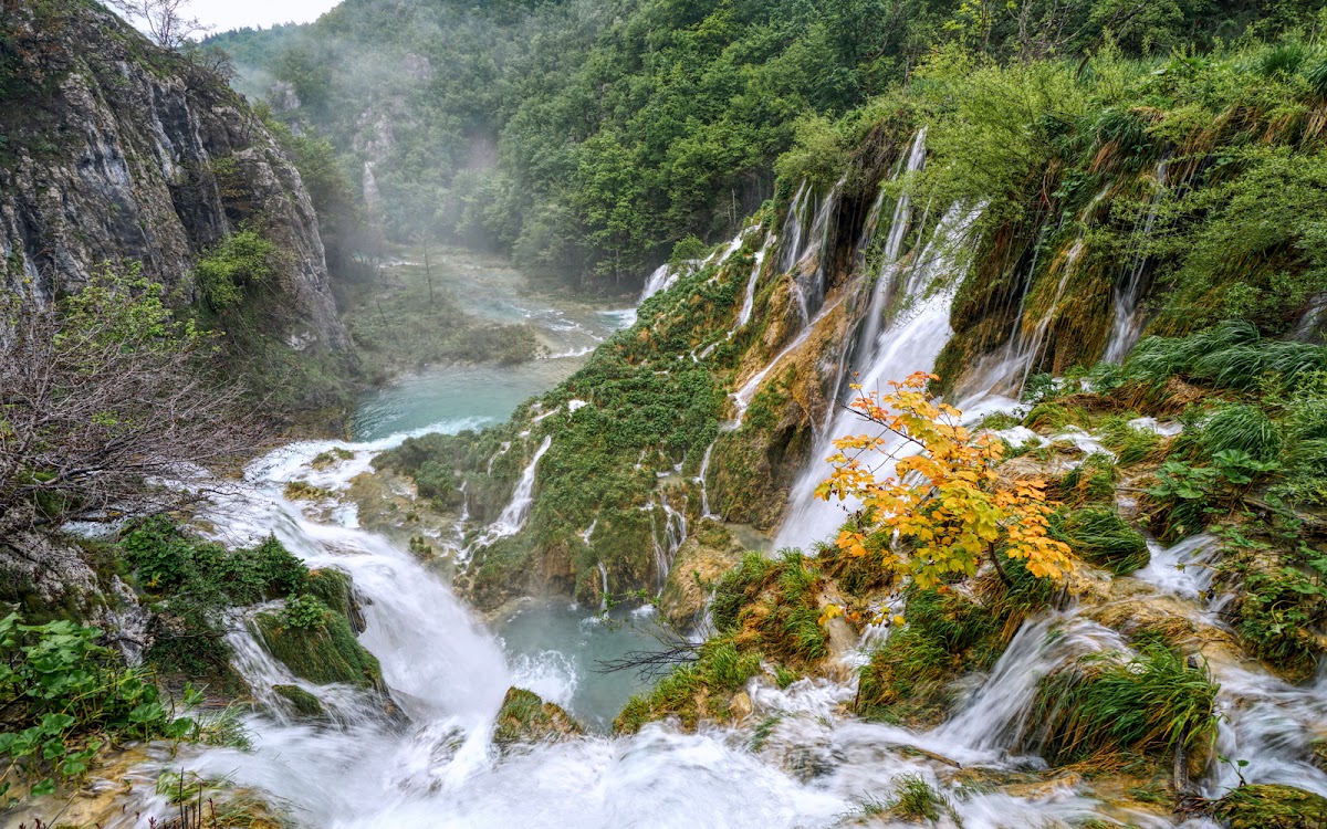 Trail marker and direction sign on hiking path